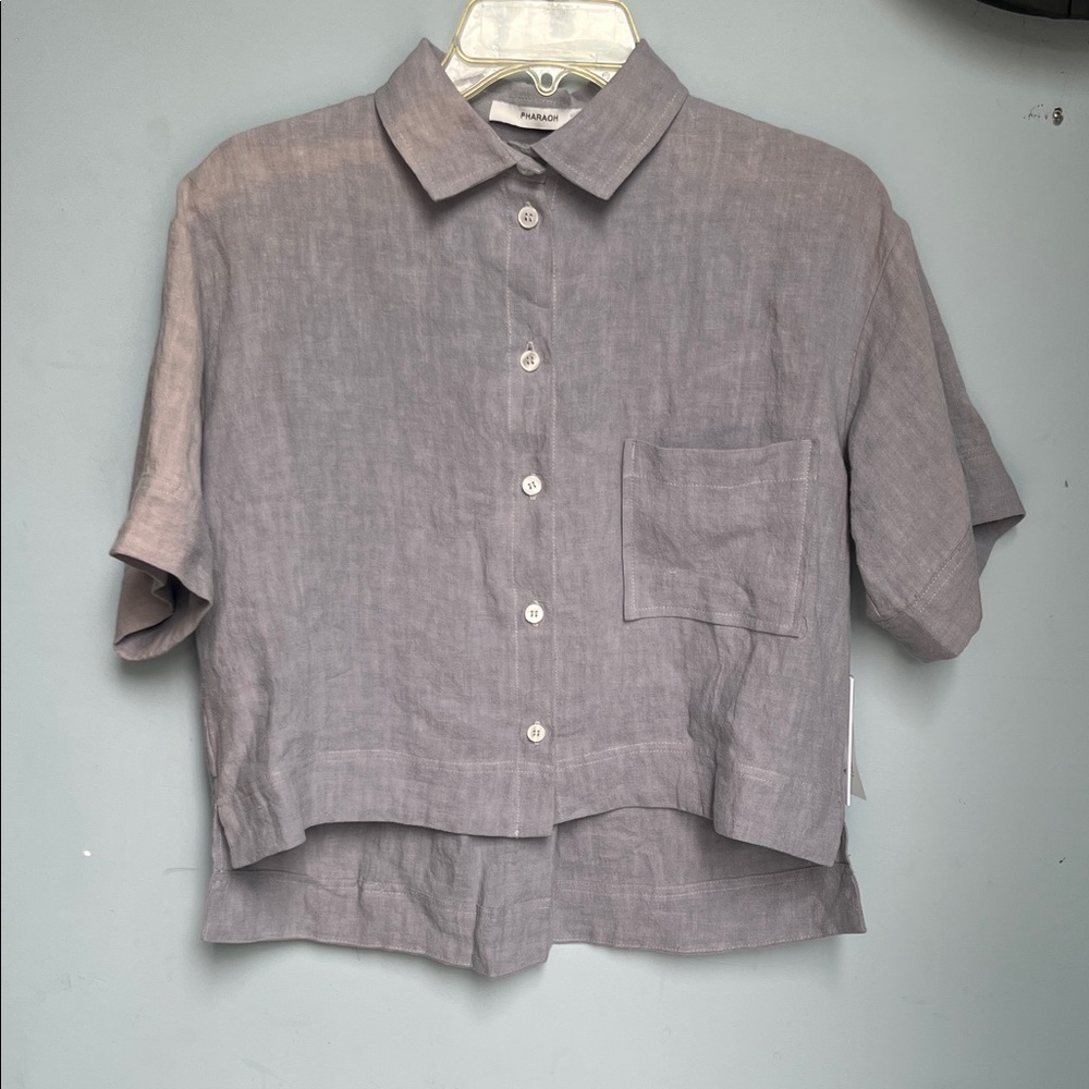 Elliott PJ Top in French Linen slate blue gray Size 1 or small